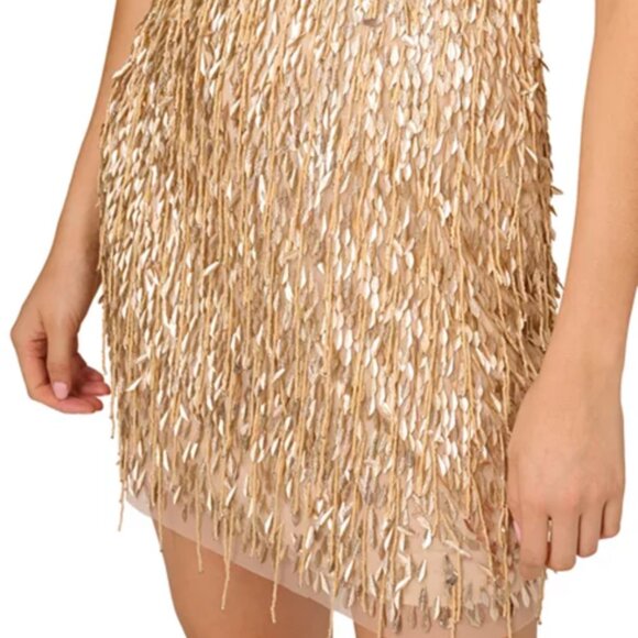 Liv Foster Gold Beaded Scoop Neck Mini Dress Size 6 NWT - Picture 4 of 12